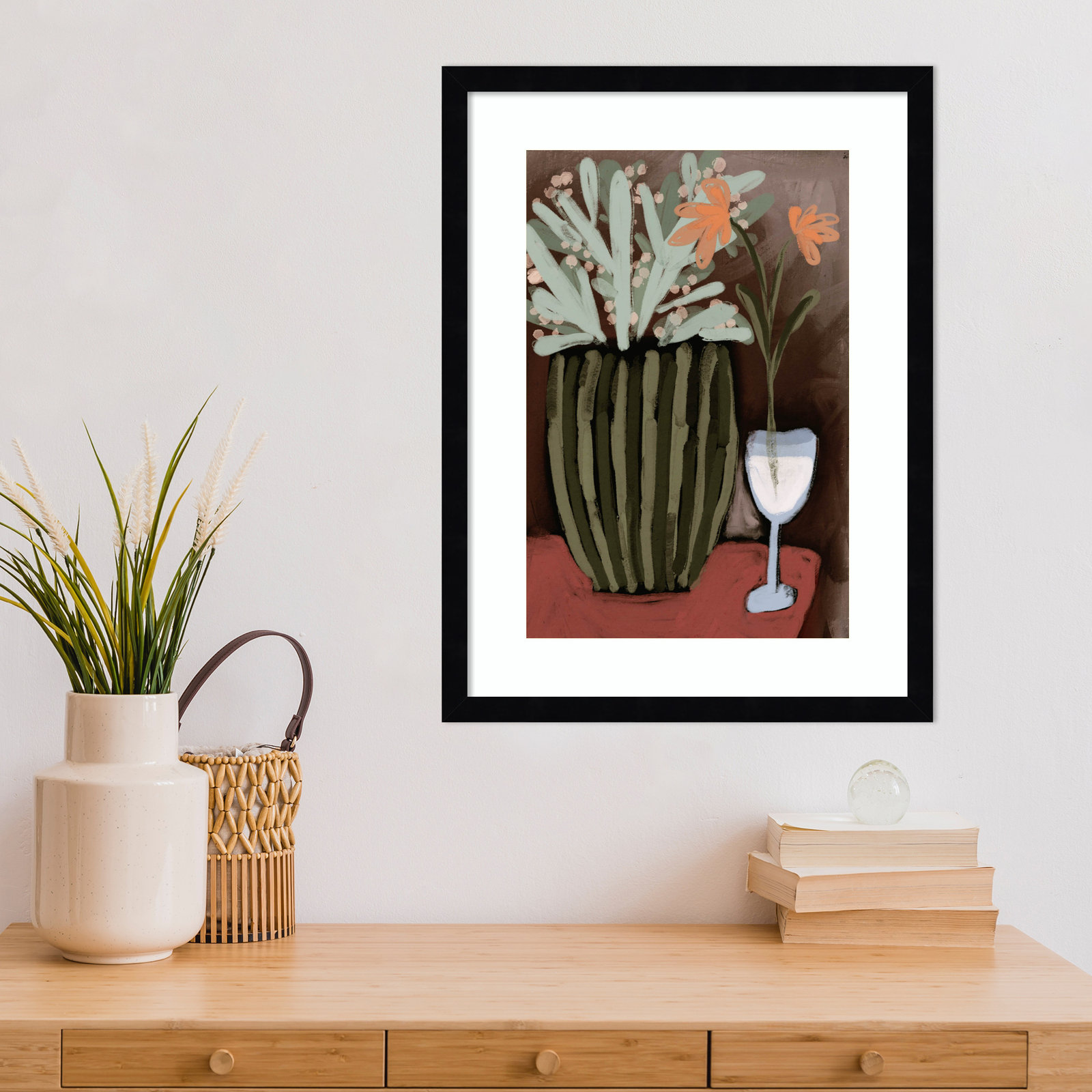Lyn "Floral Still Life No. 4" Print, Black, 21" H x 16" W