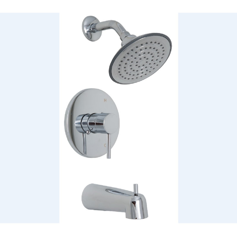 Ensemble de garniture de baignoire et de douche avec pomme de douche à fonction unique 1,75 GPM, Chrome