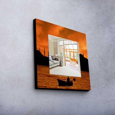 Élégant miroir décoratif avec cadre 100% bois de pin, 19,7 po x 19,7 po | Miroir en verre véritable (épaisseur: 0,2 pouce) | Peinture sur tissu élégante | Parfait pour la décoration intérieure et le vestibule, design durable et chic