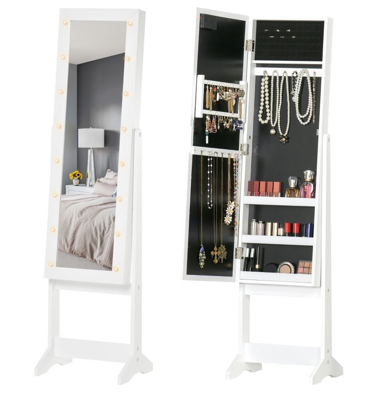 Freestanding Jewelry Armoire, White