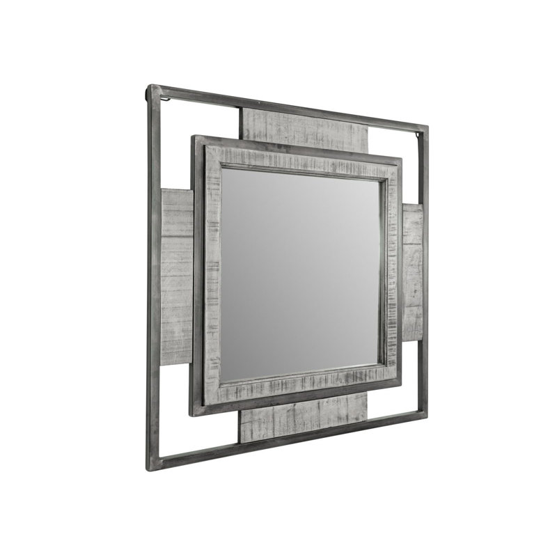 Heavy Industry Wood Wall Mirror, Grey