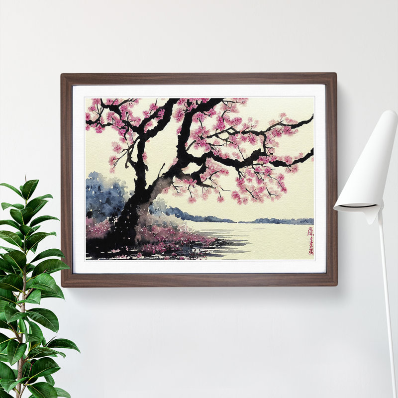 Bedazzled Cherry Blossom Tree 1 Piece Single Picture Frame Painting, 34cm H x 46cm W x 2cm D, Walnut Framed