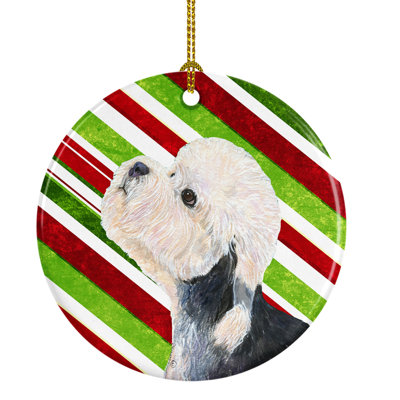 Ornement figurine suspendu en céramique dandie dinmont terrier fêtes