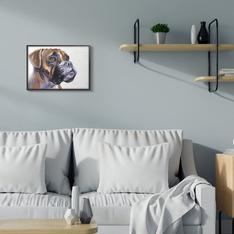 Mignon chien animal de compagnie, H 16 po x l 20 po, Giclée encadrée noir minuit