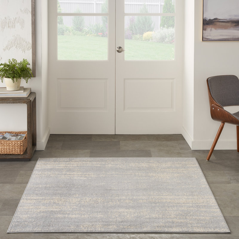 Tapis intérieur / extérieur gris Nourison Essentials, Carré 5 pi