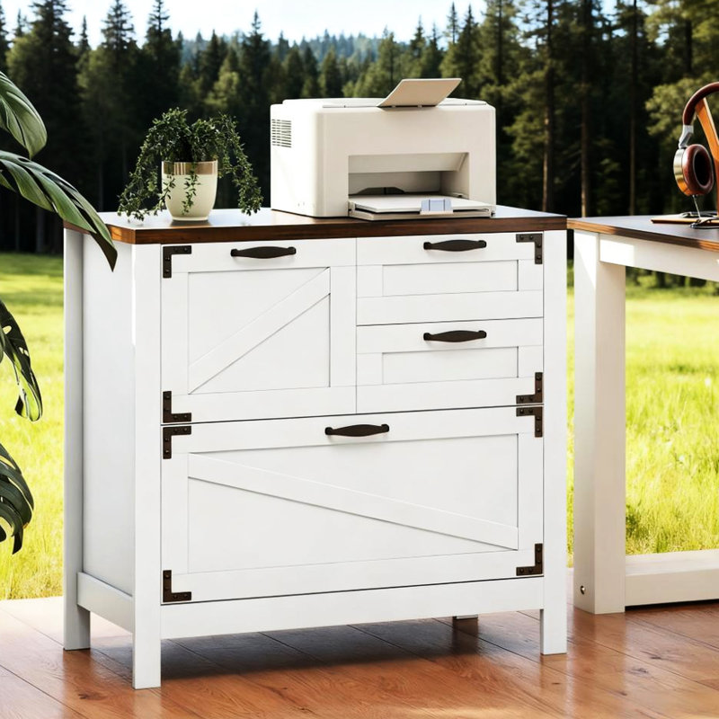 Classeur à 4 tiroirs pour organiser les dossiers et les fournitures de bureau, fonctionnement en douceur, surface épaisse de 0,98 po, rangement latéral à stabilité de bout avec quatre tiroirs de rangement format lettre / A4 / légal, mouvement silencieux,