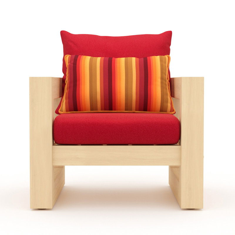 Sehrish Patio Chair With Sunbrella Cushion Covers, Canvas Jockey Red Sunbrella® Canvas