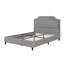 Grand lit tapissier avec tête de lit froncée et capitonnée à boutons, sans sommier tapissier, gris-1037901445