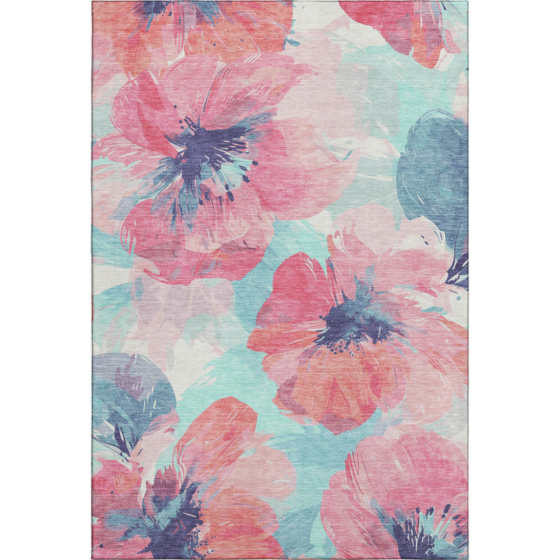 Premium Machine Washable Harjo AMF1554 Floral Rug, Rectangle 10' x 14'