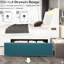 Cadre de lit double moderne avec tête de lit tapissier à oreilles, 2 tiroirs de rangement, éclairage à DEL intelligent, charge 4 en 1, lattes en métal matelassé à losanges de luxe de 12 po de largeur, lumières, structure, blanc-130149868-130149869
