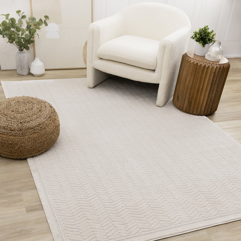 Tapis intérieur crème Dimassino, Rectangle 5 pi 3 po x 7 pi 7 po