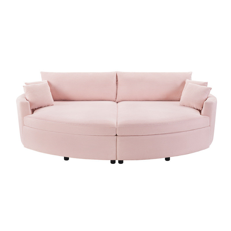 Très grand canapé double en velours côtelé avec ports USB, Chenille rose
