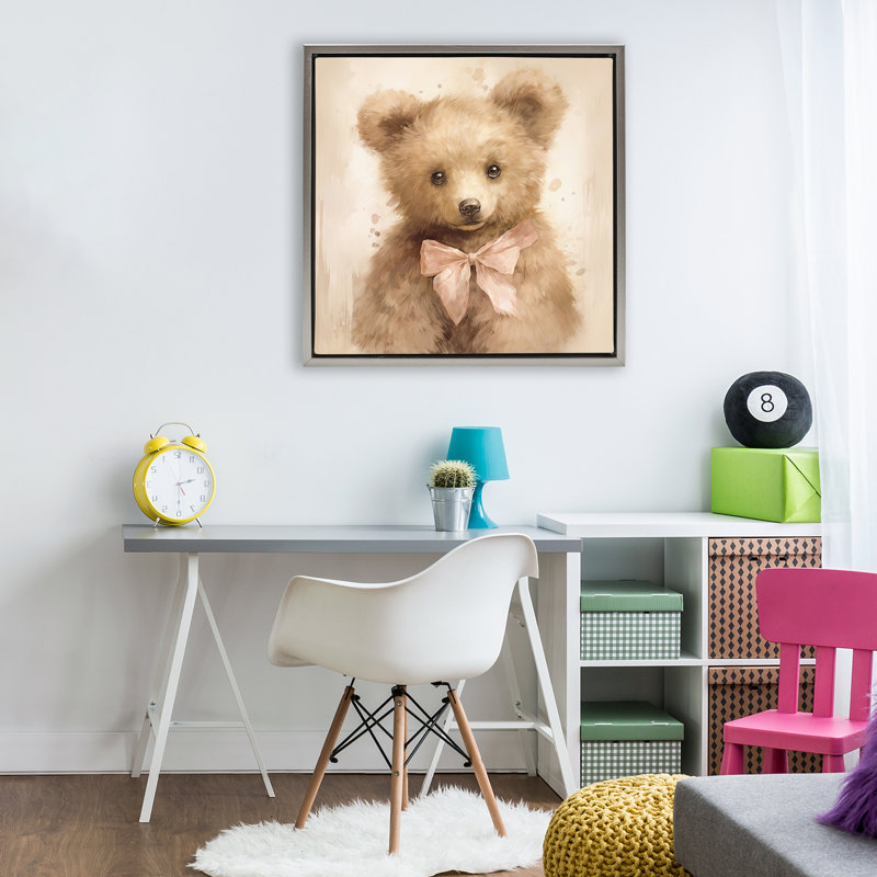 Cadre flottant Little Baby Bear, design par Tina LeCour, H 25 po x l 25 po, Cadre flottant gris lustré