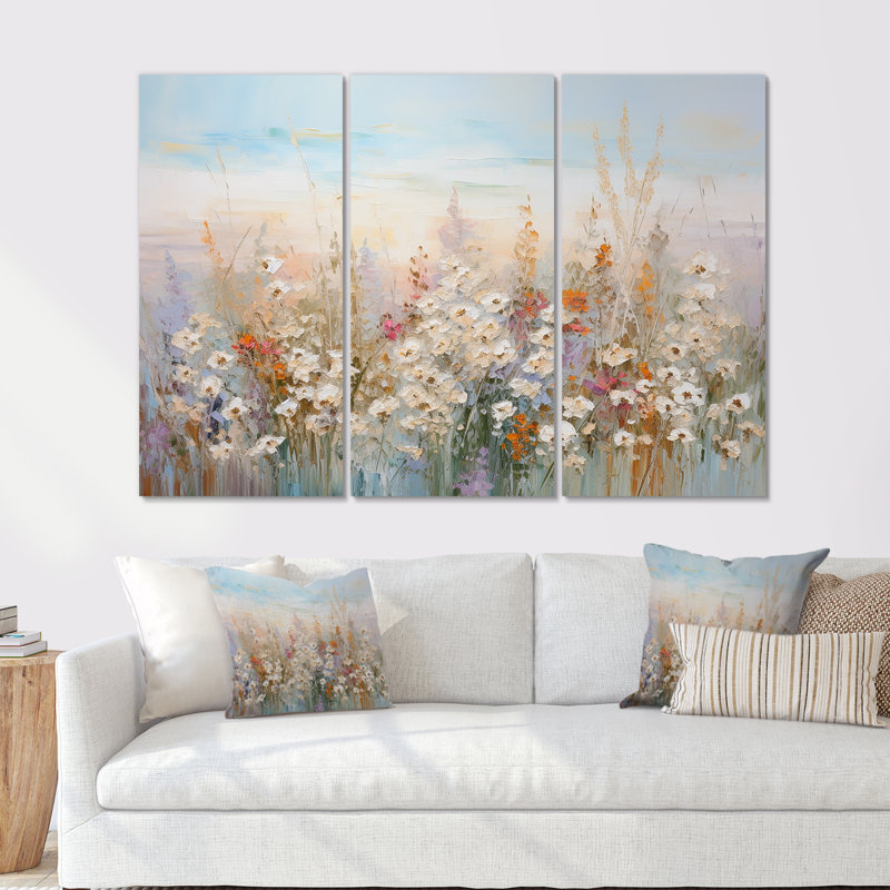 Fleurs saisonnières «Farmhouse Charm II» - ensemble de décorations murales, Toile tendue, H 32 po x l 48 po x P 1 po