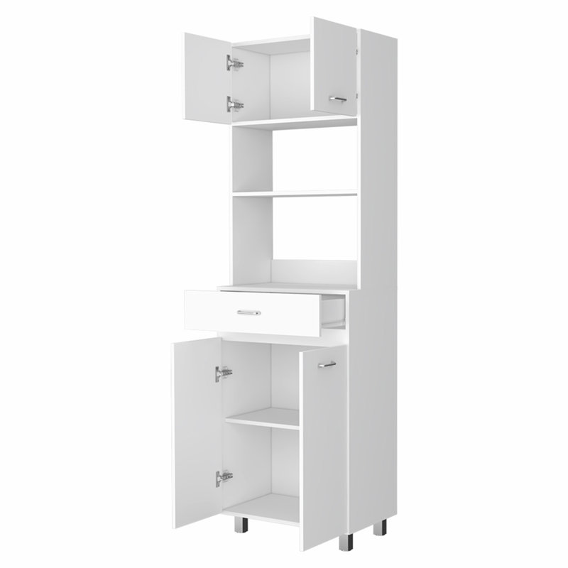 Armoire à micro-ondes Auburn, deux armoires, deux tablettes ouvertes, tiroir, Blanc