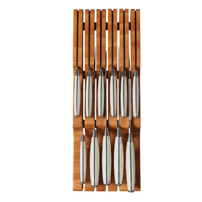 Sabatier In Drawer Knife Organizer, 11 Slots, Bamboo Knife Block, Kitchen Storage Holder