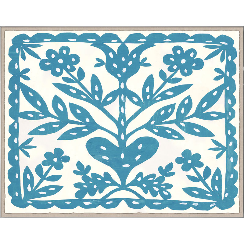 «Blue Flower» par Paule Marrot - impression, Boîte en acrylique, H 44 po x l 56 po x P 1,25 po