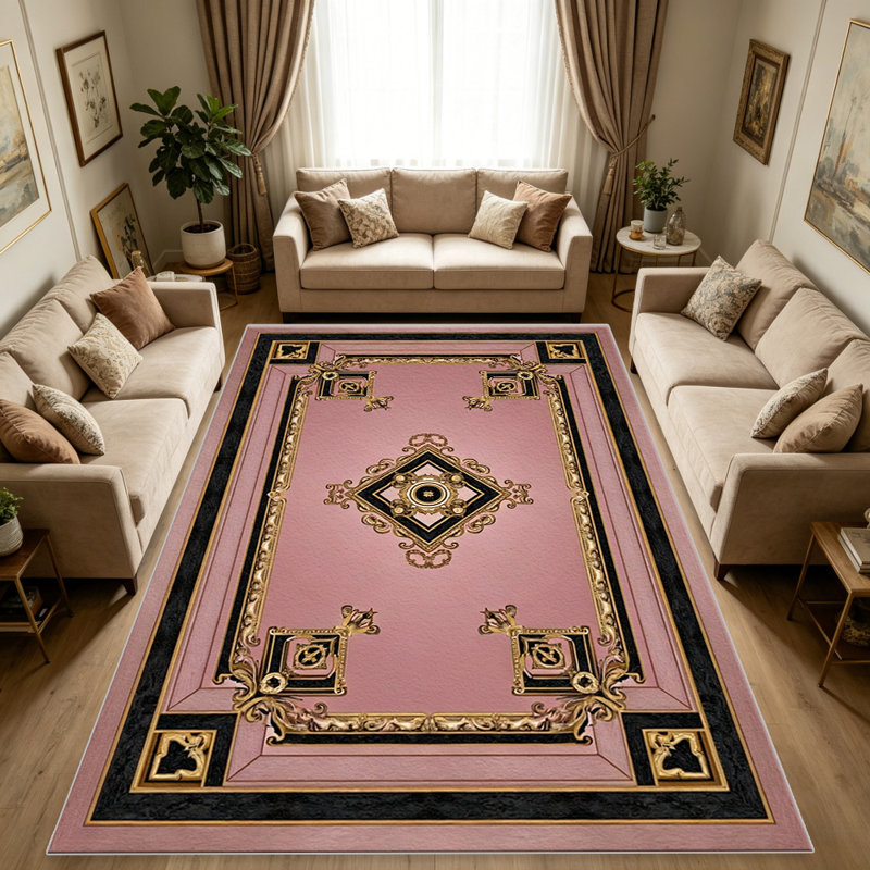 Pink European   area rugs for Living Room, Soft and Comfortable, Suitable for all seasons, easy to maintain, machine washable Indoor floor mat, Under Table Farmhouse suitable for Bedroom, Dining Room, Study,  Balcony, Home Decor Patio