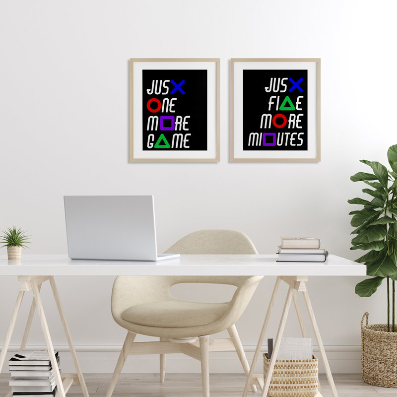 Ensemble de 2 jeux sous-verres Gamer, Cadre de récolte en pin, H 16 po x l 13 po