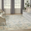 Tapis oriental bleu en polyester lavable à la machine Marqies-397601238