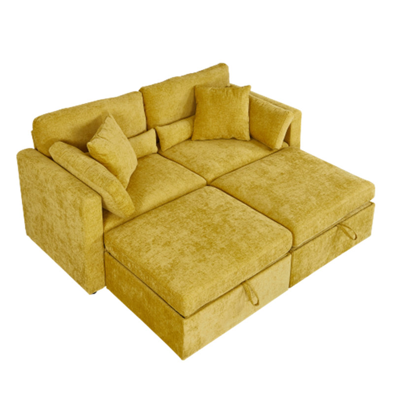 Canapé contemporain, 2, Chenille jaune