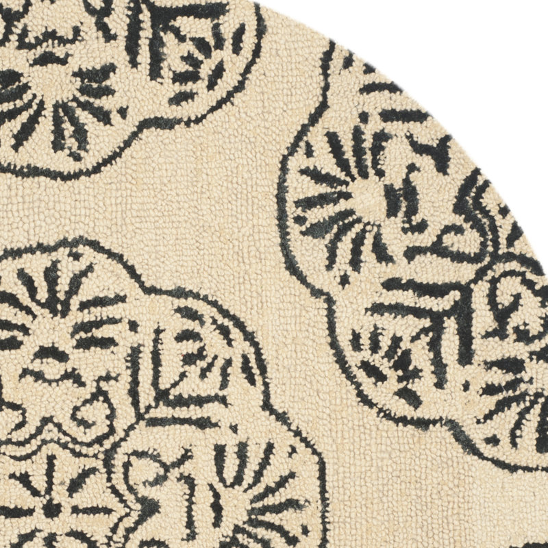 Bella Hand Tufted Wool Damask Rug, Round 3'