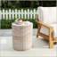 Table d'appoint d'extérieur / d'intérieur en béton léger avec finition en travertin - Cylindre compact