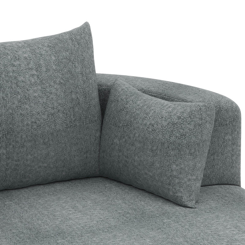 Fauteuil demi-tonneau pivotant à 360 °, siège d'appoint rond moderne et confortable avec siège extra large et profond, Gris