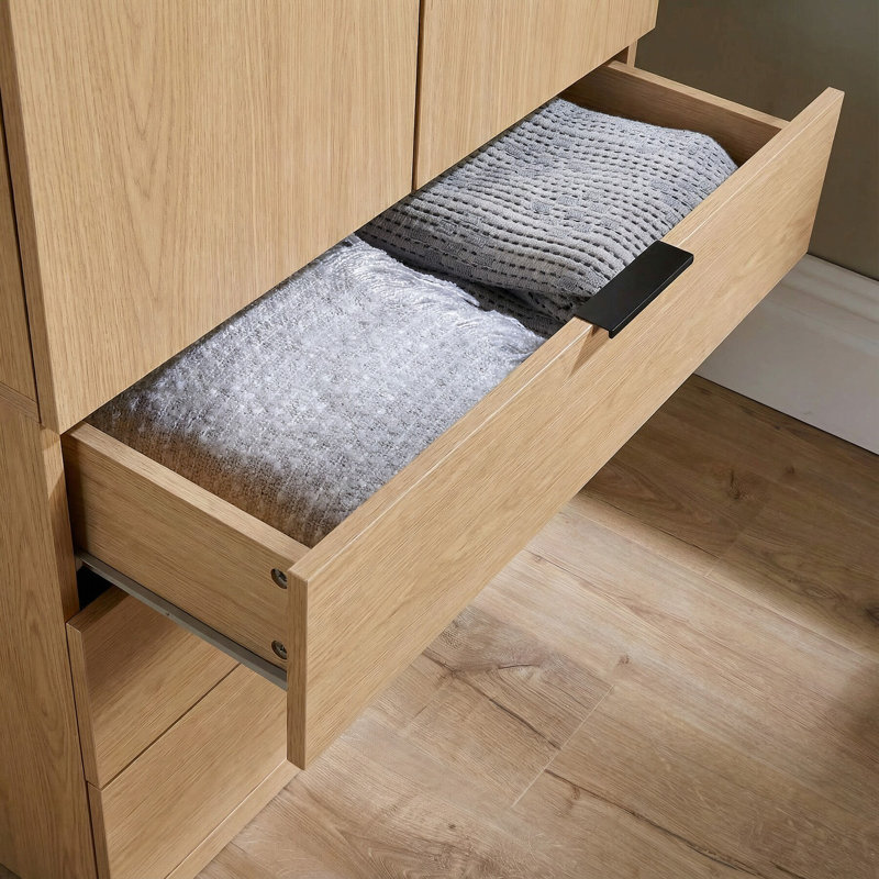 Phoenix 2 Door 3 Drawer Hanging Rail Bedroom Storage Wardrobe, Oak