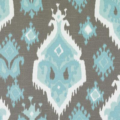 Ikat Print Fabric, Turquoise/Cocoa