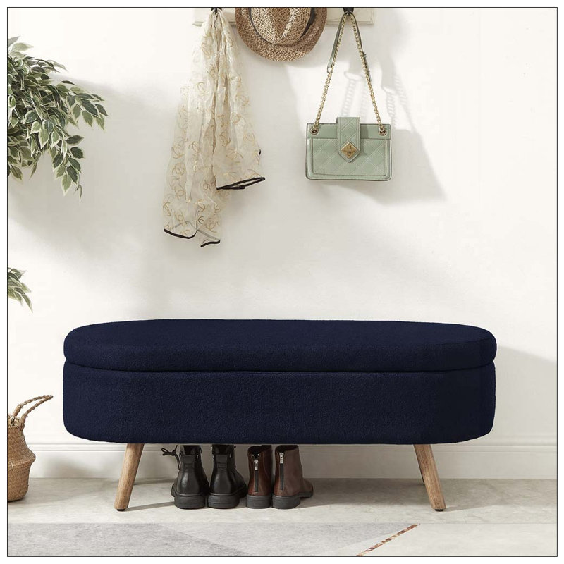 Banc de rangement avec repose-pieds ovale, Navy Blue