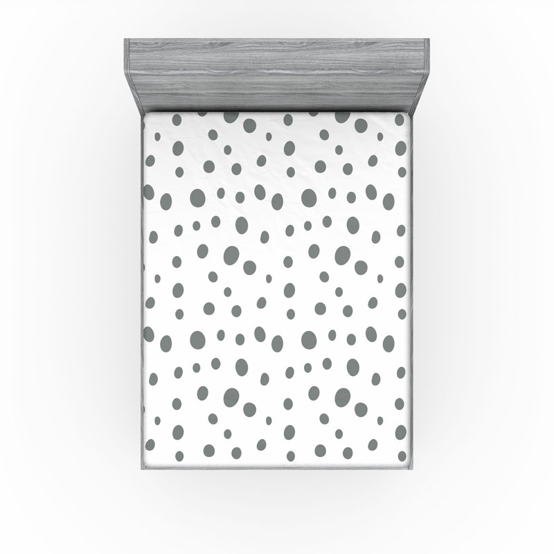 Ensemble de 2 draps-housses Ambesonne, Grey/White Dots, Drap-housse grand