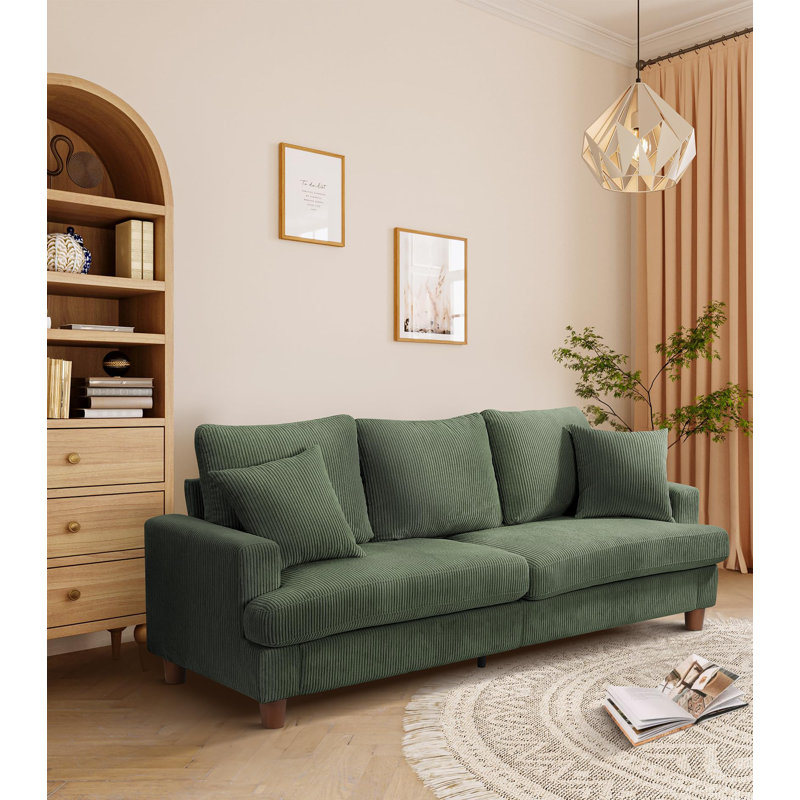 Alexeis 3 Seater Corduroy Sofa, Green