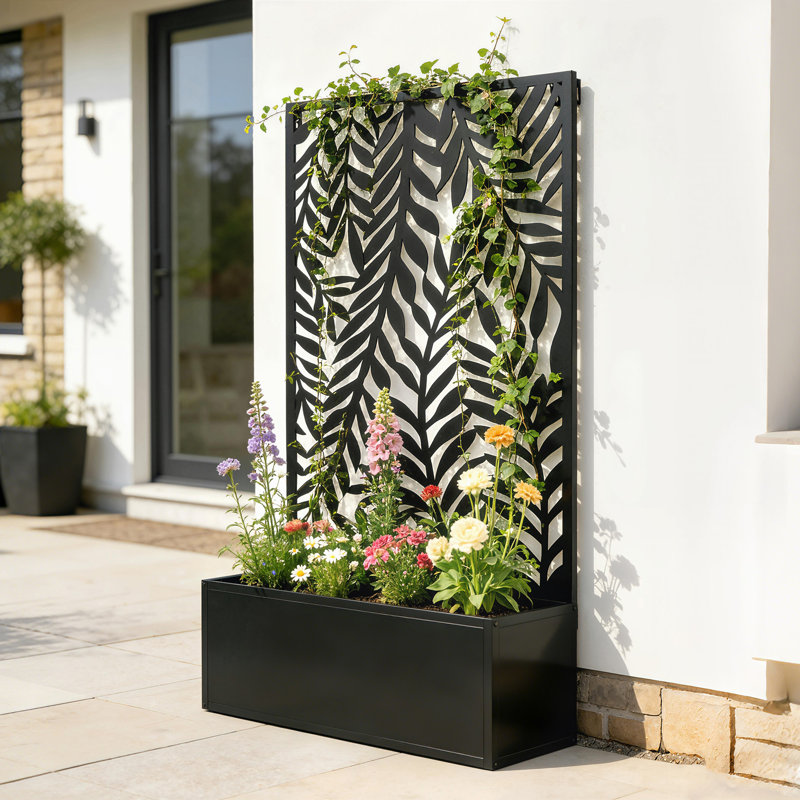 Jardinière en métal avec treillis, 44,5 po jardin surélevé