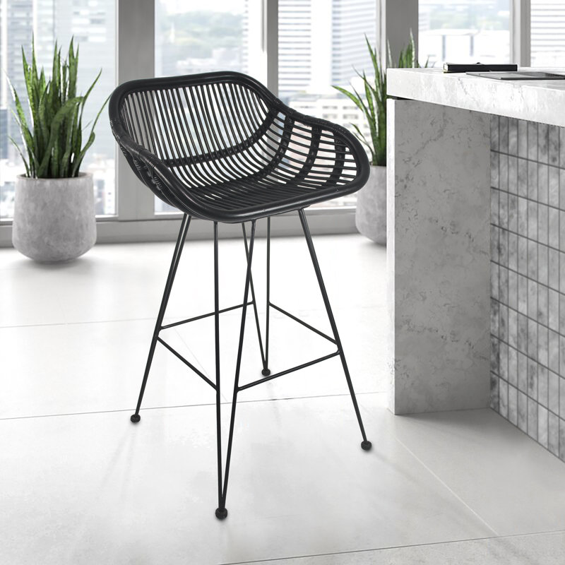 Beaconsfield Counter Stool with Metal Frame, Black
