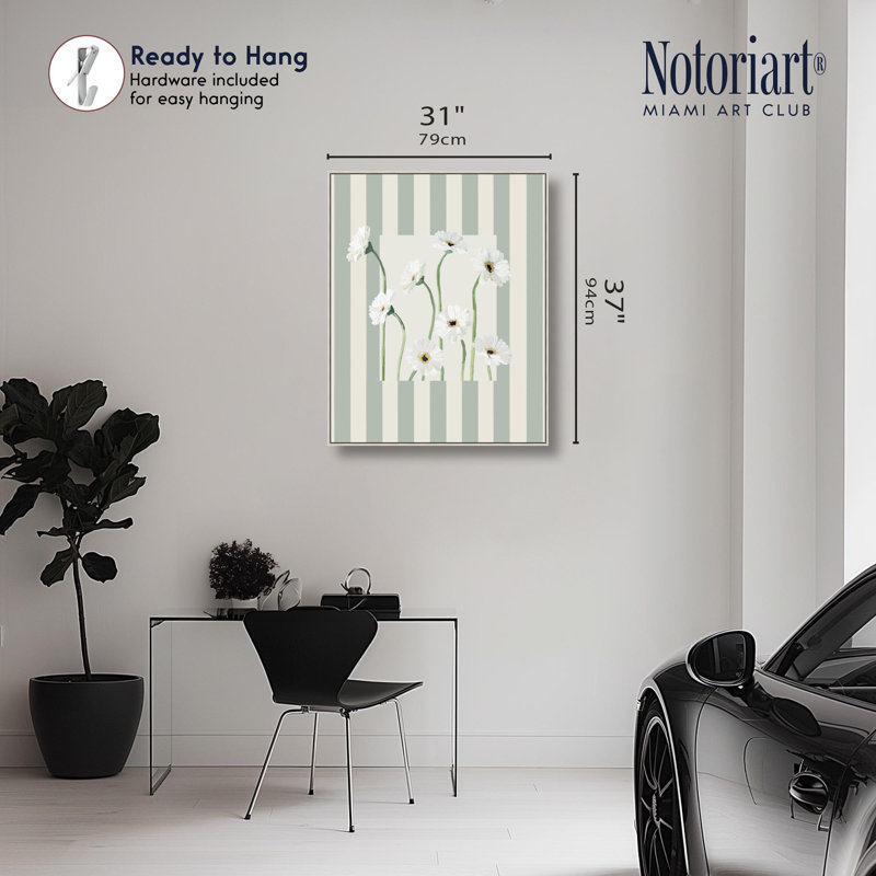 «Daisy Window Boho», impression sur toile par Notoriart, H 30 po x l 36 po, Cadre argenté