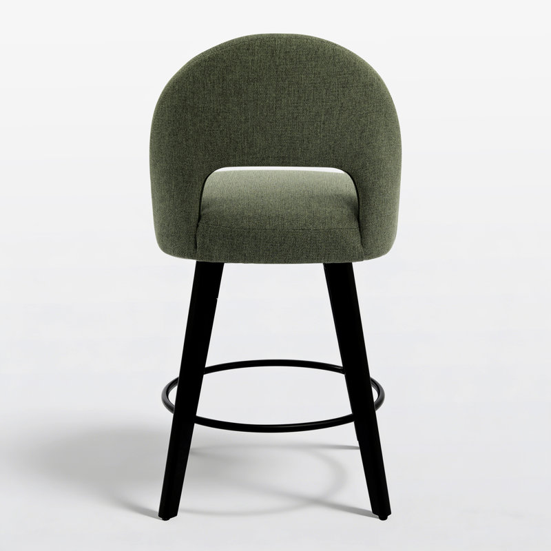 Tabouret de bar et de comptoir pivotant 26 po avec structure en bois massif, Vert, 3 chaises 