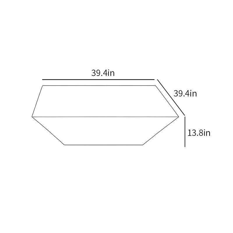 Table basse moderne de style nordique, H 13,8 po x l 39,4 po x P 39,4 po