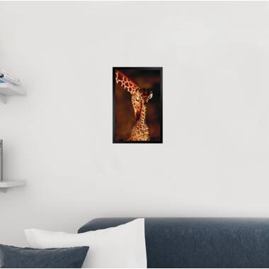 Indigo Safari Giraffe Baby Mother First Kiss Framed On Paper by Ron D\'raine  Print | Wayfair