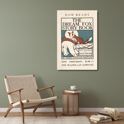 "Now Ready, the Dream Fox Story Book" by  Oliver Herford - Gallery Wrap Canvas Wall Art