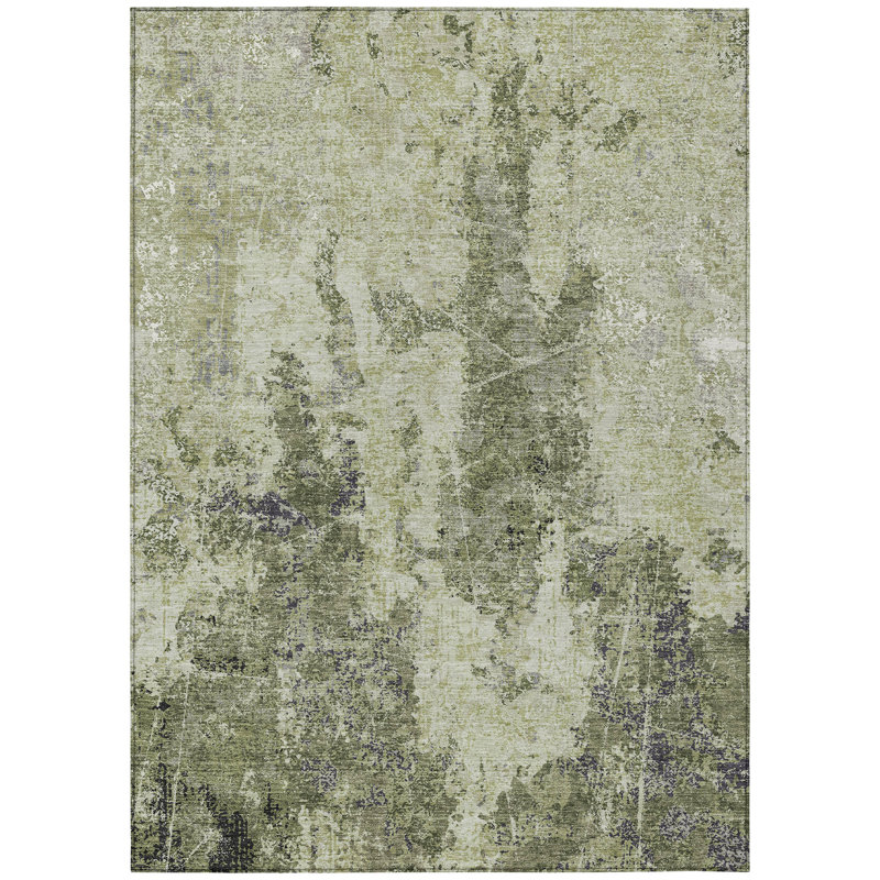 Tapis extérieur lavable abstrait vert artichaut 3 pi x 5 pi