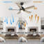 Ventilateur de plafond intelligent 48 pouces 5 pales avec lumière-1088489479