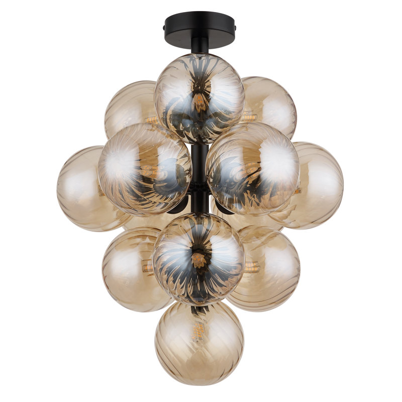 Deani Flush Mount, Amber/Matt black