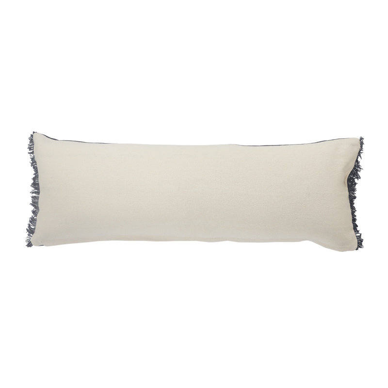 Navy and Tan Jute Braided Rectangular Lumbar Pillow
