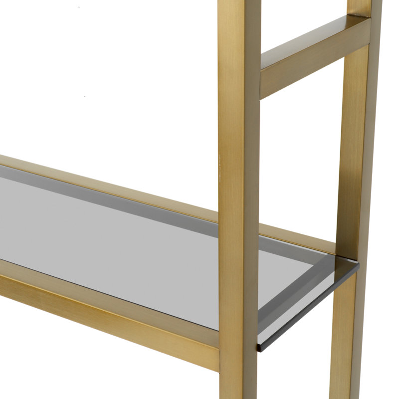 Corrado II Bookcase, Black/Brushed Brass/Smoke