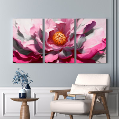 Pivoine rose, reproduction d'art sur toile tendue, art floral abstrait (ensemble de 3)
