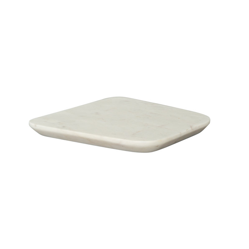 Quadra Small White Marble Cutting Board, Contemporary Chopping Board for Kitchen, Serving Platter and Food Preparation