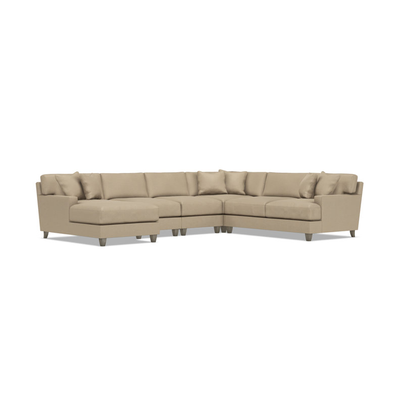 Bernhardt Mila 5-Piece Fabric Sectional, Tan Polyester, Left Hand Facing, 33.5" H x 137" W x 107" D