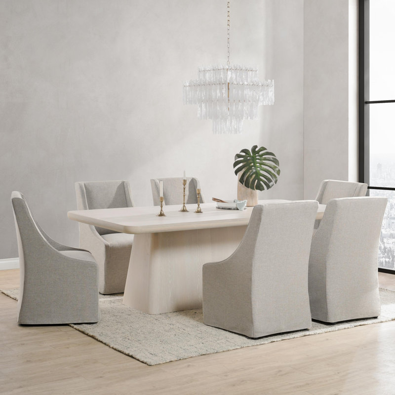 Pedestal Dining Table, Natural, 30" H x 71" L x 39" W