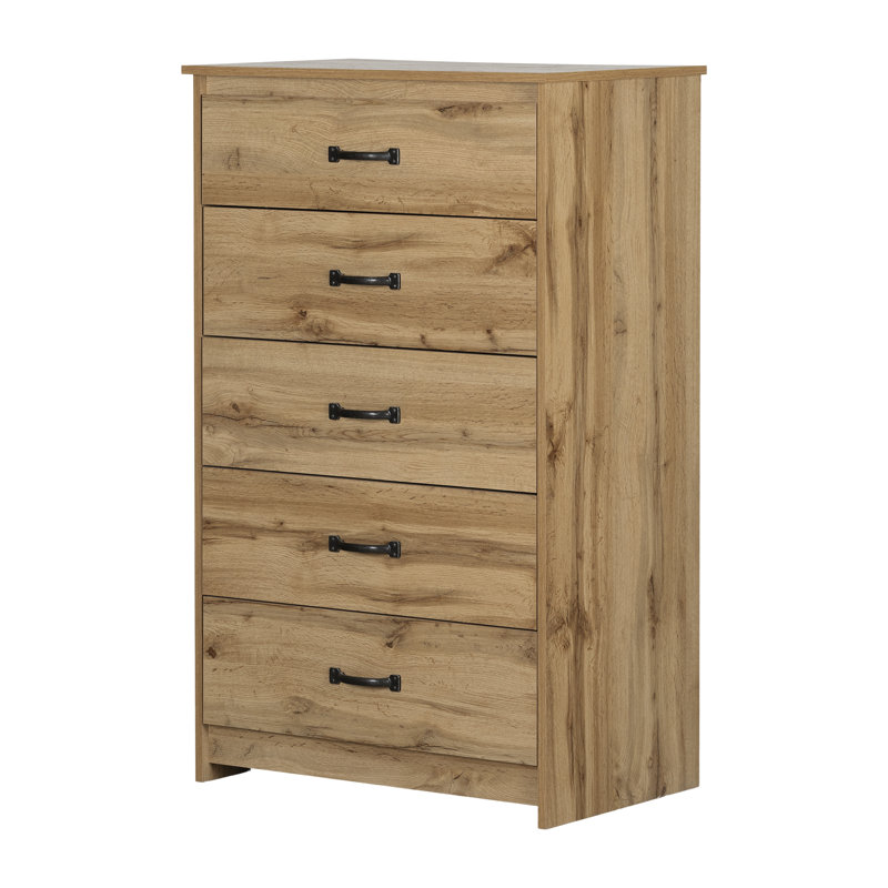 Commode 5 tiroirs Tassio, Chêne Nordik